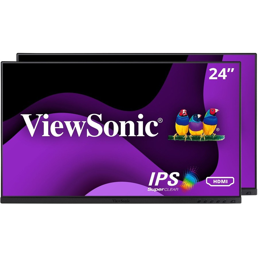 ViewSonic Ergonomic VG2448A-2_H2 - Dual Pack Head-Only 1080p IPS Monitor with HDMI, DP, USB, and VGA - 250 cd/m² - 24"