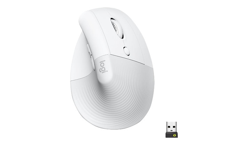 Logitech Lift Vertical Ergonomic Mouse - vertical mouse - Bluetooth, 2.4 GHz - off-white