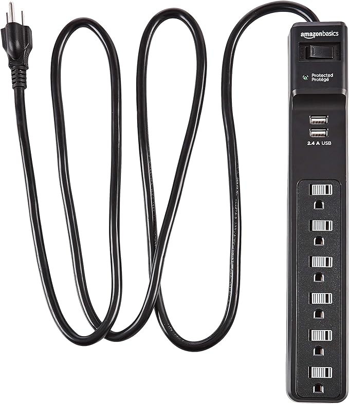 Amazon 6' 6-Outlet Surge Protector Power Strip - Black