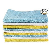 AmazonBasics - cleaning cloth - microfiber - white, blue, yellow - pack of
