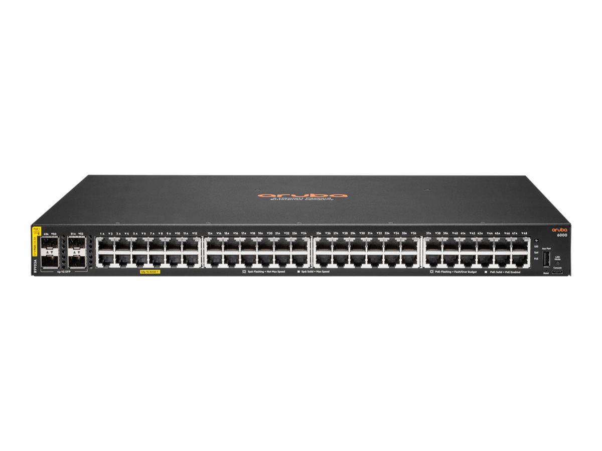 HPE Aruba Networking CX 6000 48G Class4 PoE 4SFP 740W Switch - switch - 48