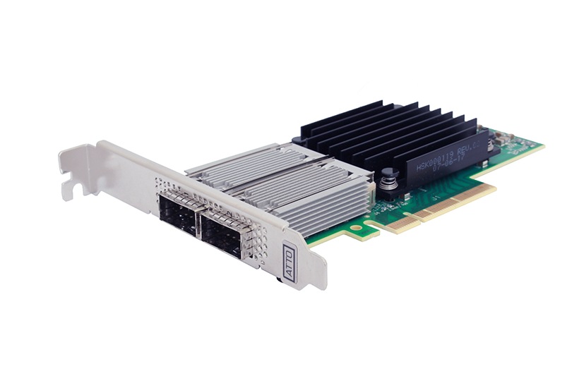 ATTO FastFrame N4S2 Dual Channel 10GbE x8 PCIe3 Integrated SFP+ Optical Interface Card