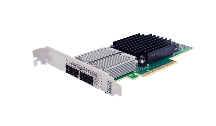 ATTO FastFrame N4S2 Dual Channel 10GbE x8 PCIe3 Integrated SFP+ Optical Interface Card