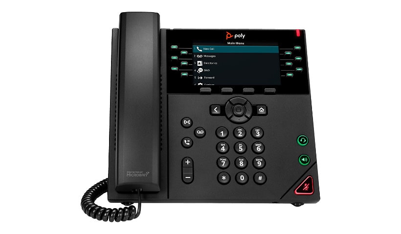 Poly VVX 450 IP Phone - Corded - Corded - Desktop, Wall Mountable - Black