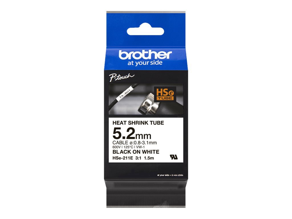 Brother HSe-211E - heat shrink tube tape - 1 cassette(s) - Roll (0.52 cm x 1.5 m)