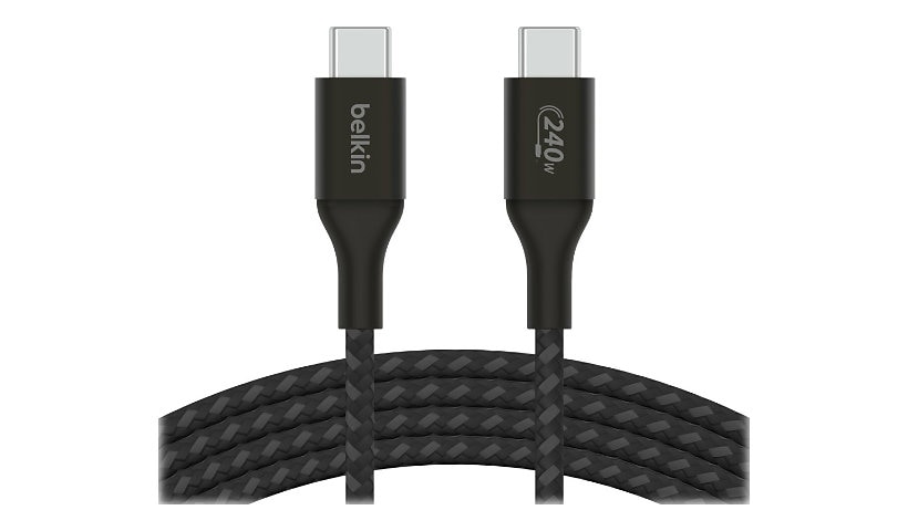 Belkin 240W USB-C to USB-C Cable - 480 Mbps - Nylon, Braided - M/M - 6.6ft/2m - Black