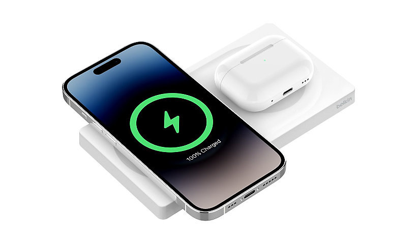 Belkin 2-in-1 Wireless Charging Pad With MagSafe 15W - iPhone and AirPod compatible 15W/5W - Multi Device Charging -