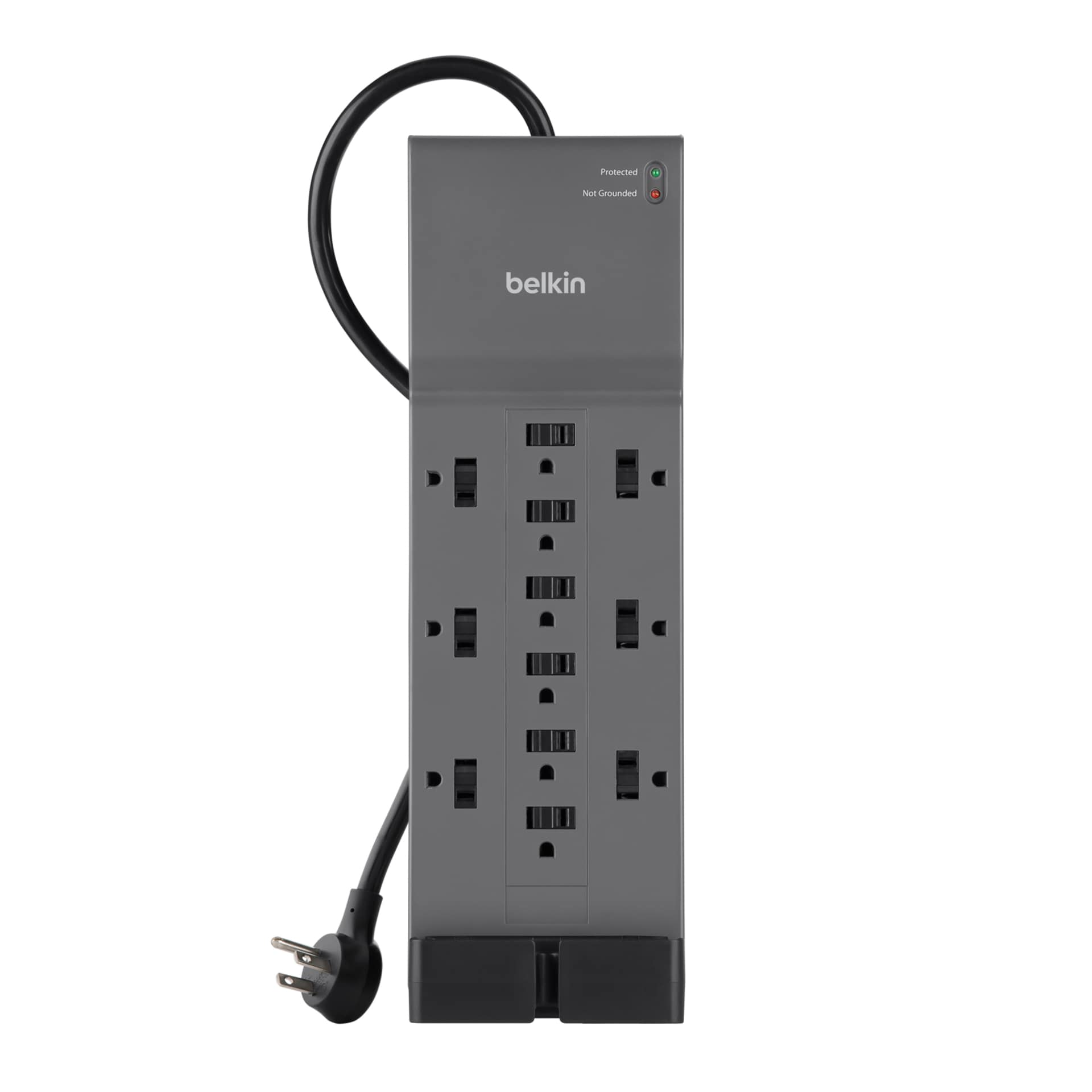 Belkin 12-Outlet Surge Protector - 8ft Cord - Right Angle Plug - 3940J - Grey