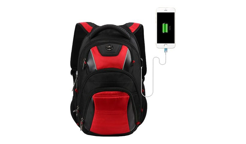 Swissdigital Anti-Bacterial J14-41 Carrting Case Backpack for 15.6" Laptop - Black / Red