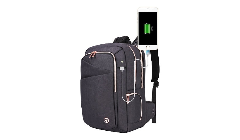 Swissdigital KATY ROSE SD1006M-01 Carrying Case Backpack for 15.6" Laptop - Black
