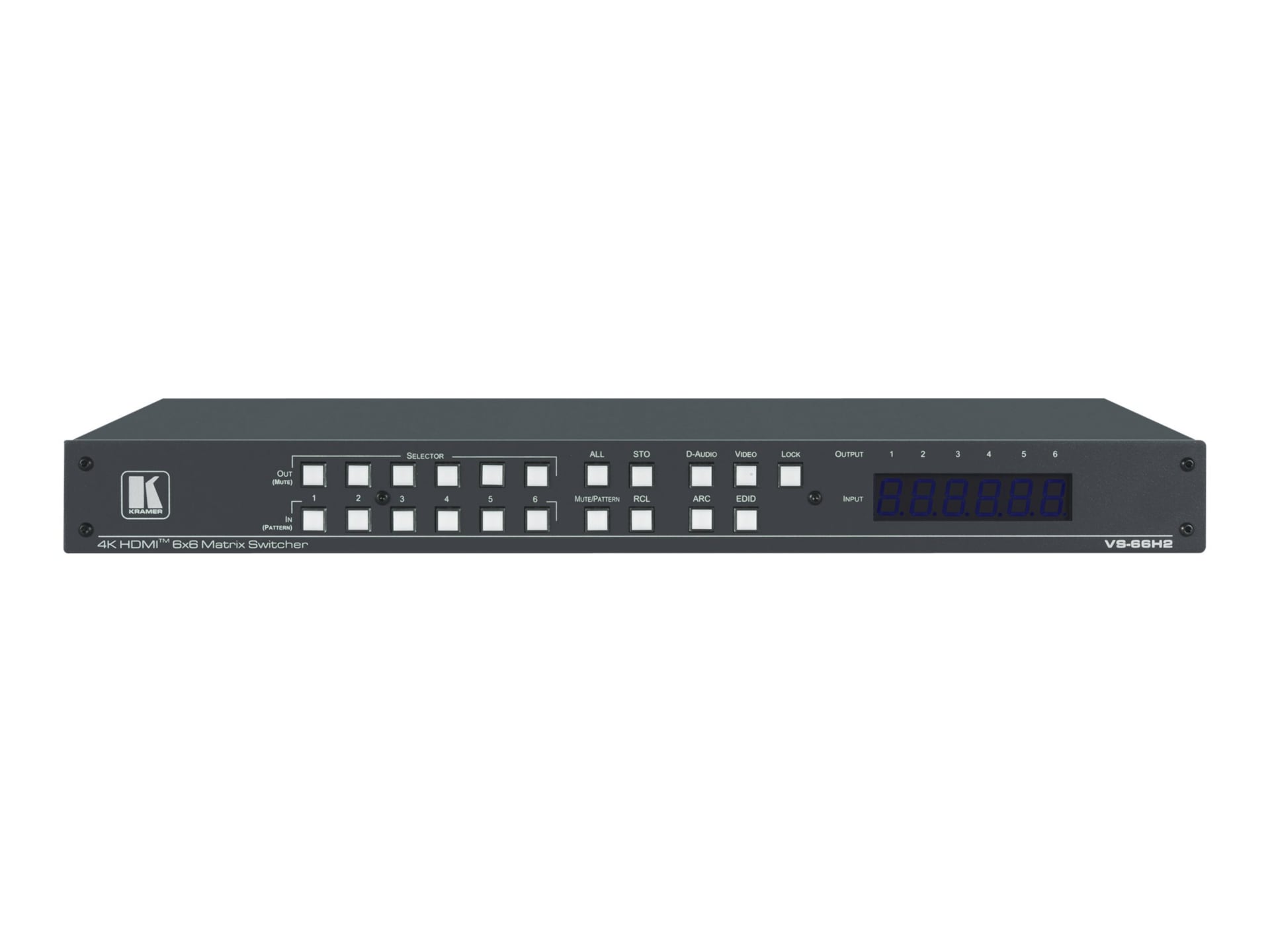Kramer VS-66H2 6x6 4K HDR HDCP 2.2 Matrix Switcher with Digital Audio Routing - video/audio switch - rack-mountable