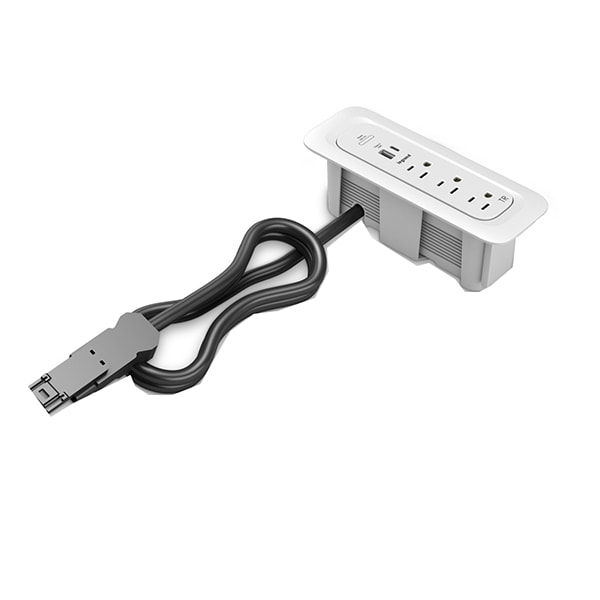 Middle Atlantic ModPower End Unit with Integrated 3-Outlet Power Strip - White