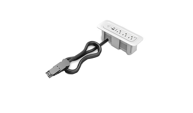 Middle Atlantic ModPower End Unit with Integrated 3-Outlet Power Strip - White