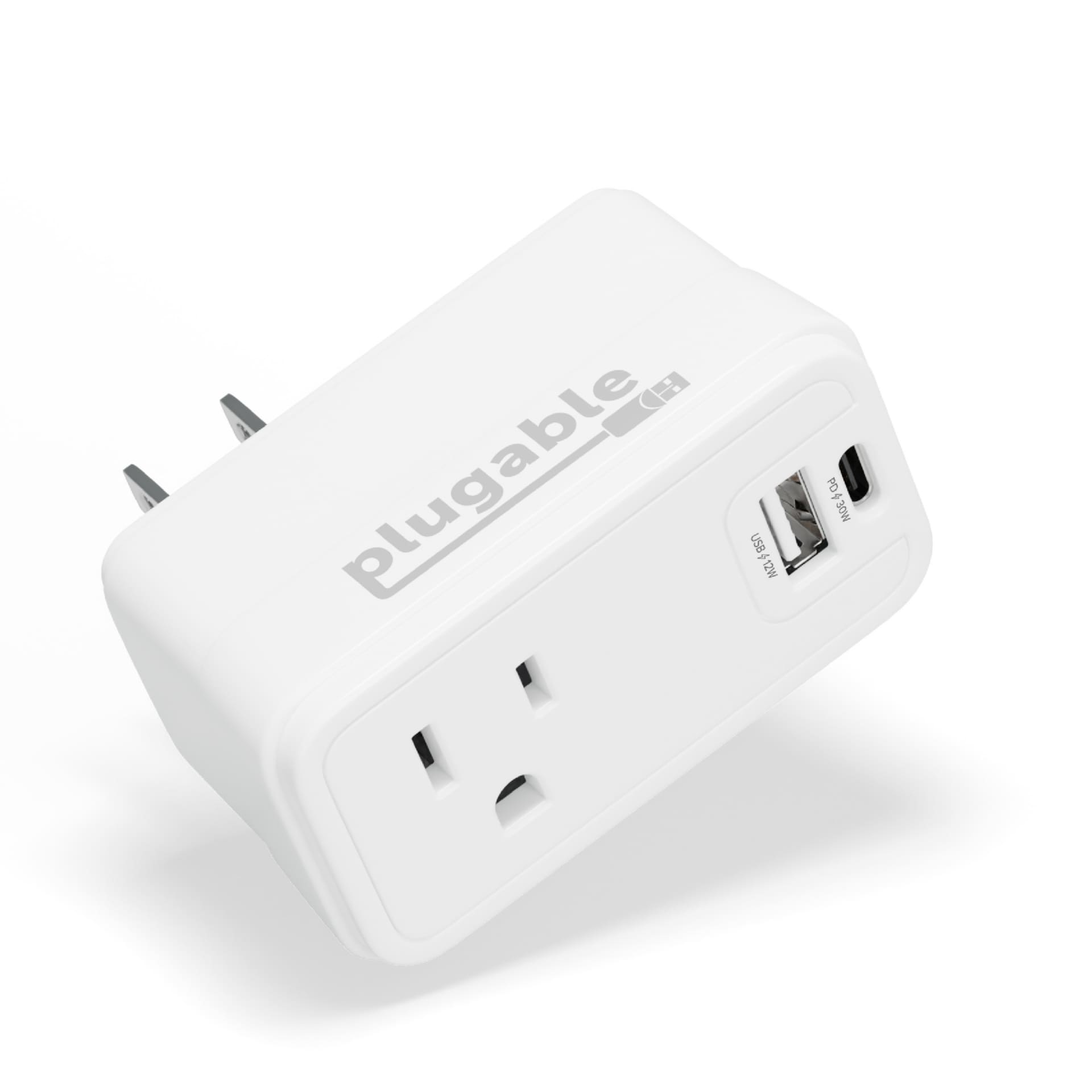 Plugable Wall Outlet Extender with 1x USB-C and 1x USB, 32W USB C Charger Block, USBC Fast Charger for Travel, Office