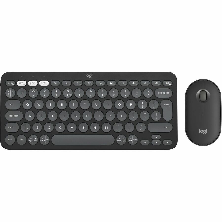 Logitech Pebble 2 Combo, Wireless Keyboard and Mouse, Quiet and Portable, Customizable, Logi Bolt, Tonal Graphite