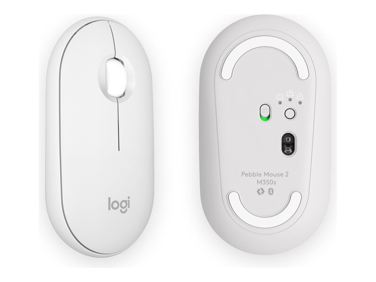 Logitech Pebble Mouse 2 M350s Slim Bluetooth Wireless Mouse, Tonal White -