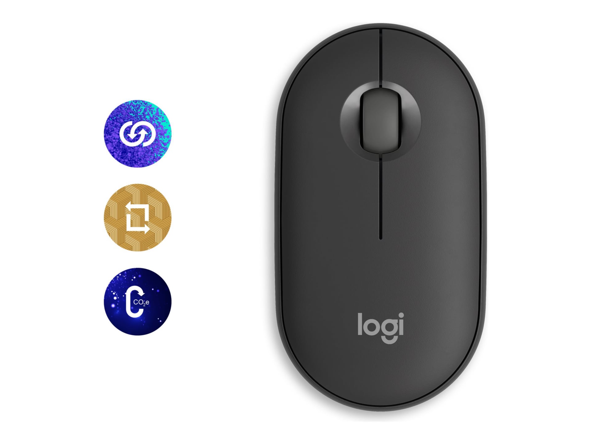 Logitech Pebble Mouse 2 M350s Slim Bluetooth Wireless Mouse, Tonal Graphite - mouse - Bluetooth - tonal graphite