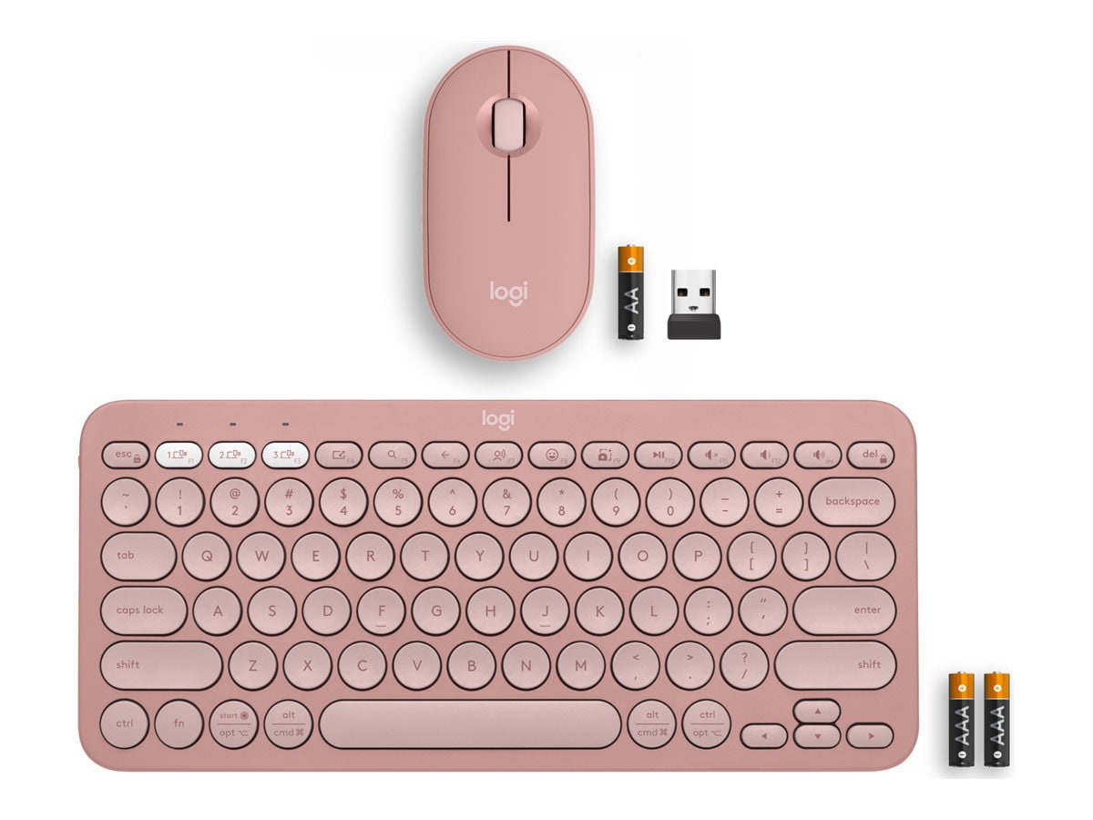 Logitech Pebble 2 Combo, Wireless Keyboard and Mouse, Tonal Rose - keyboard and mouse set - tonal rose