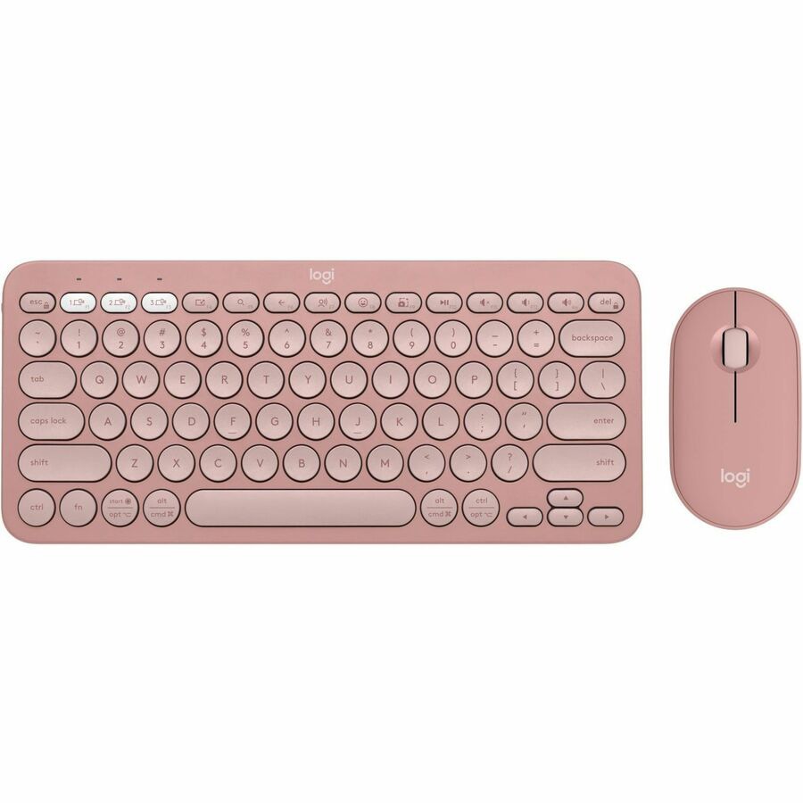 Logitech Pebble 2 Combo, Wireless Keyboard and Mouse, Tonal Rose - keyboard and mouse set - tonal rose