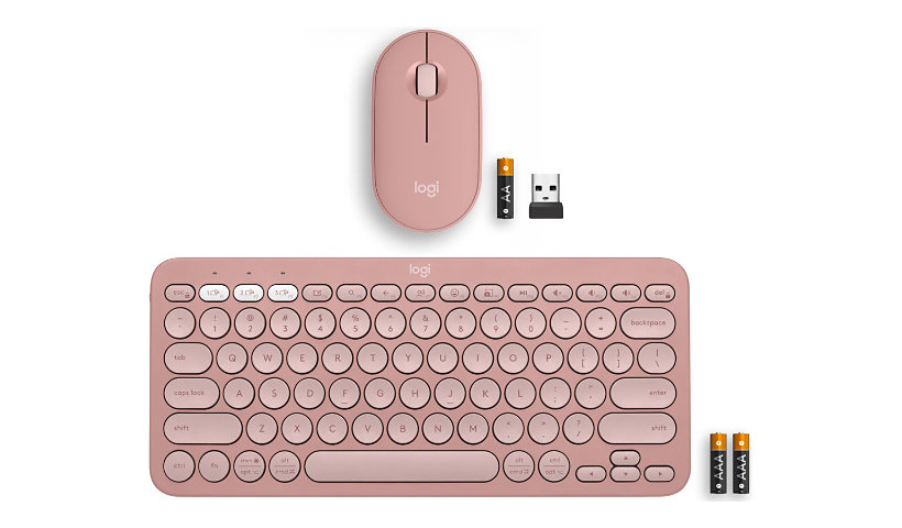 Logitech Pebble 2 Combo, Wireless Keyboard and Mouse, Tonal Rose - keyboard and mouse set - tonal rose