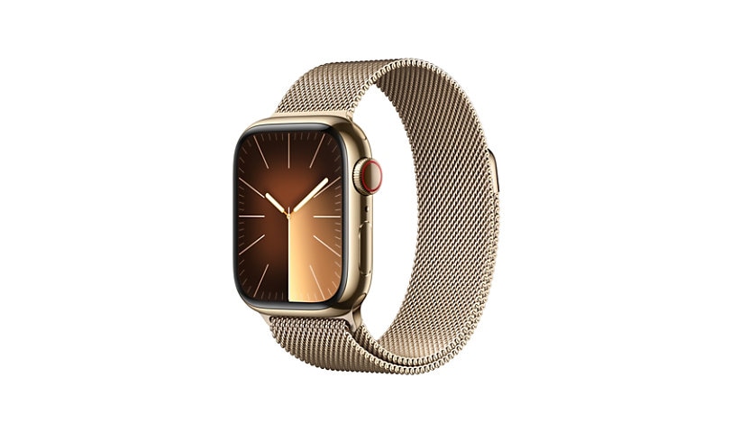 Apple Watch Series 9 (GPS + Cellular) - 41mm Gold Stainless Steel Case with Gold Milanese Loop - 64 GB