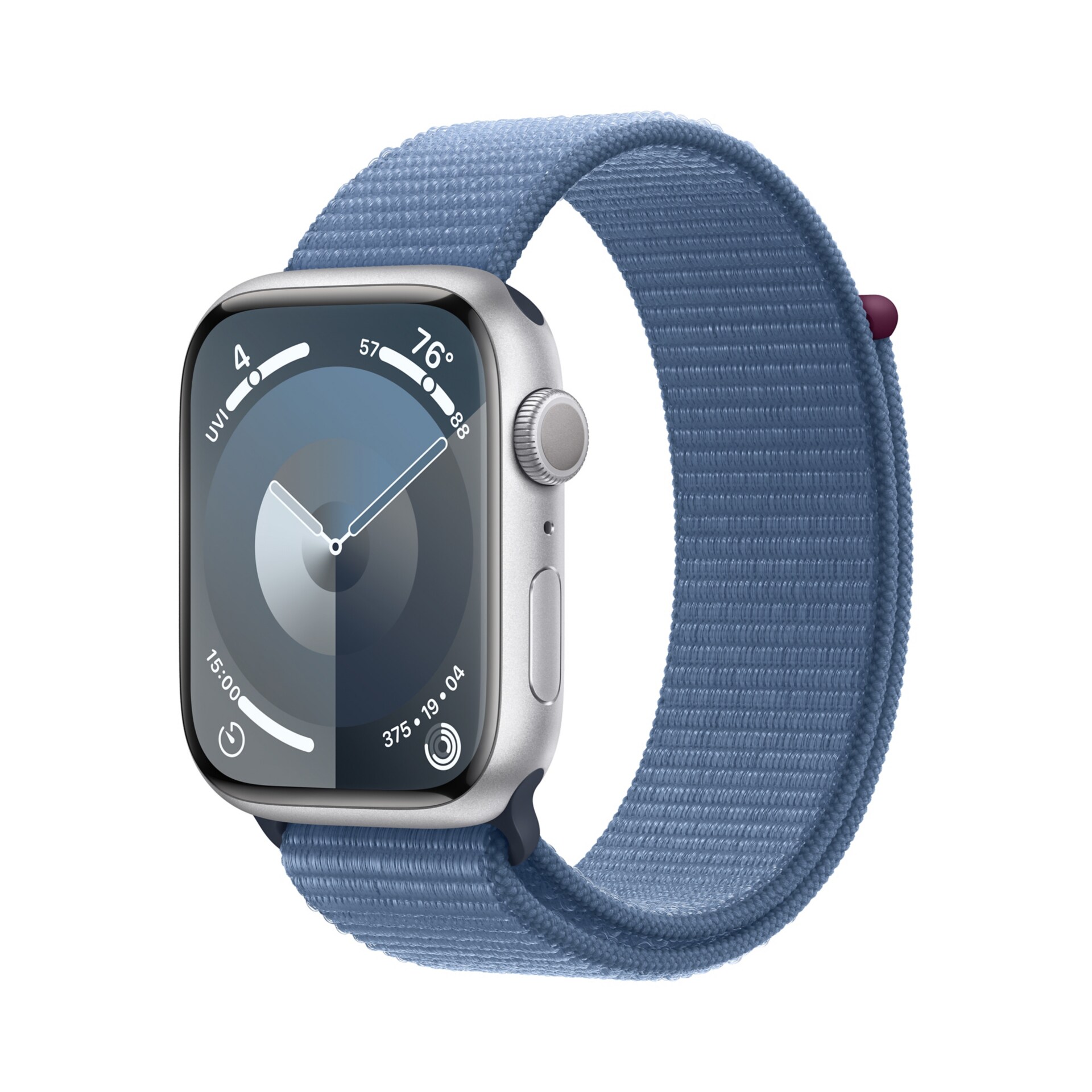 Apple Watch Series 9 (GPS) - 45mm Silver Aluminum Case with Winter Blue Sport Loop - 64 GB