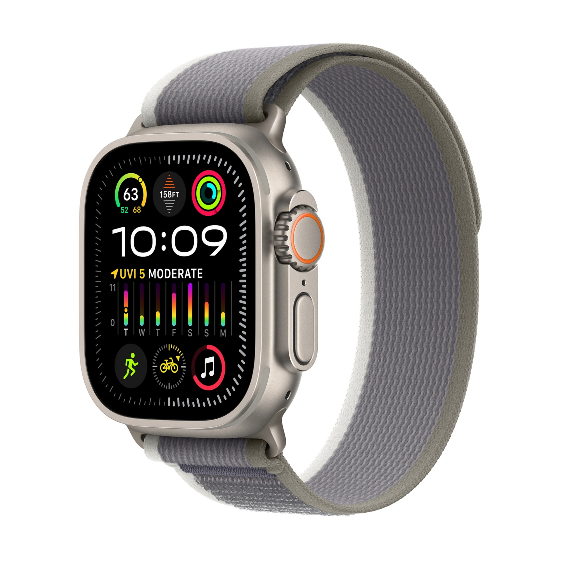 Apple Watch Ultra 2 (GPS + Cellular) - 49mm Titanium Case with M/L Green/Gray Trail Loop - 64 GB