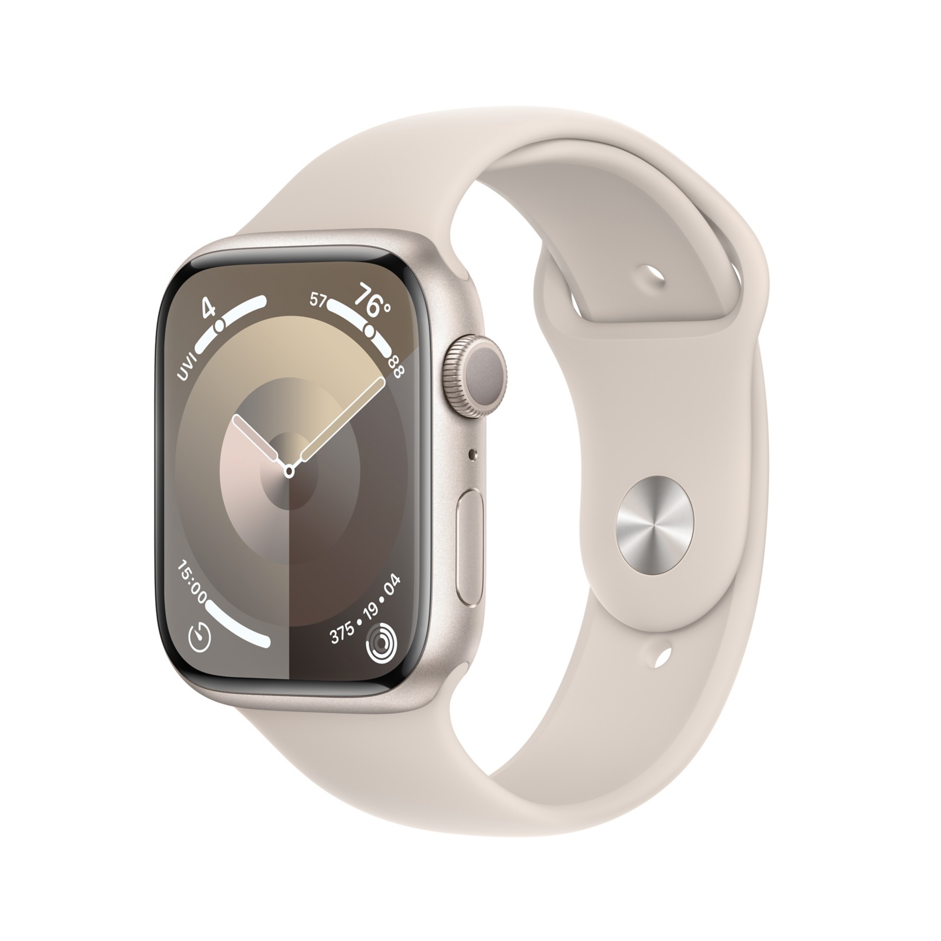 Apple Watch Series 9 (GPS) - 45mm Starlight Aluminum Case with M/L Starlight Sport Band - 64 GB