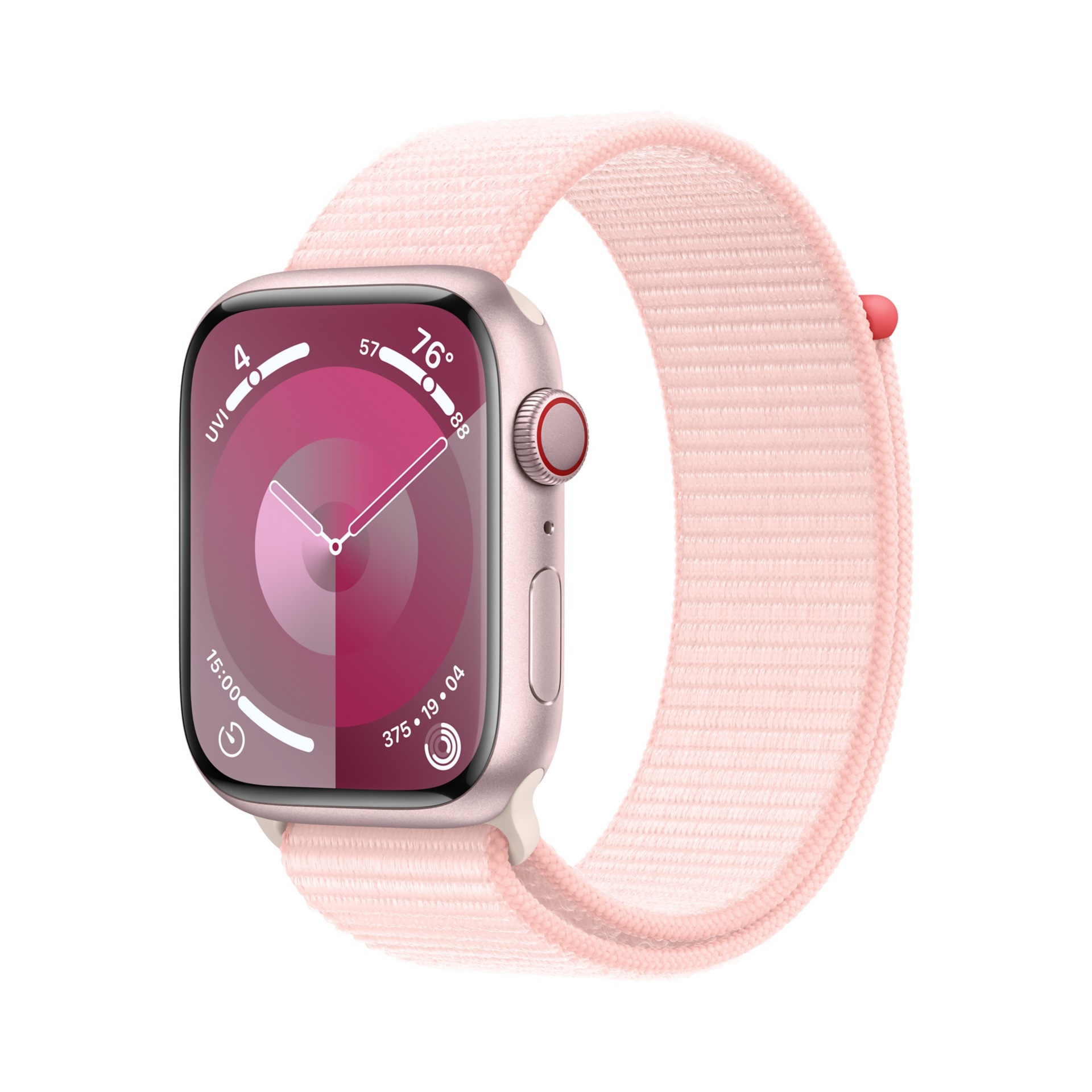 Apple Watch Series 9 (GPS + Cellular) - 45mm Pink Aluminum Case with Light Pink Sport Loop - 64 GB