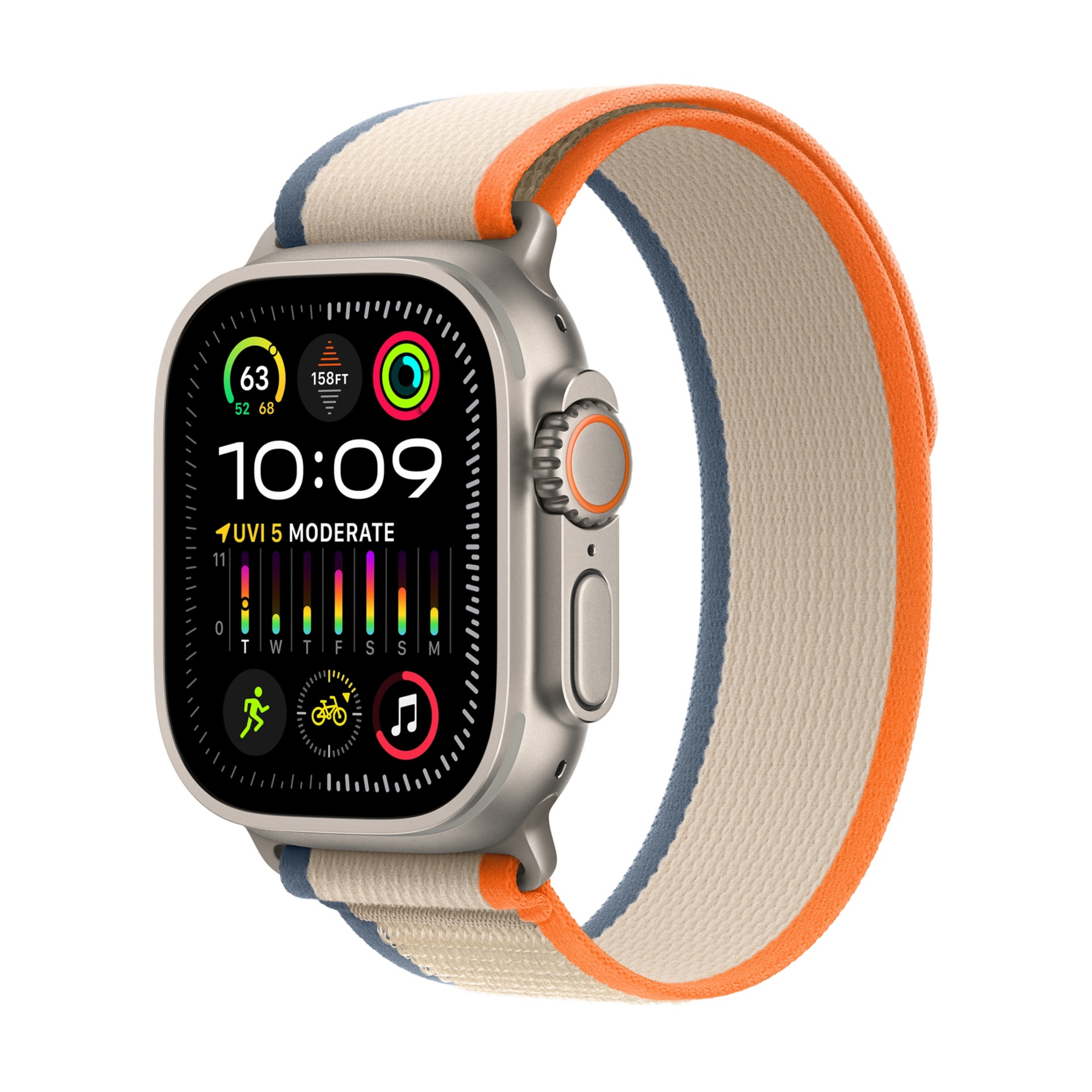 Apple Watch Ultra 2 (GPS + Cellular) - 49mm Titanium Case with S/M  Orange/Beige Trail Loop - 64 GB