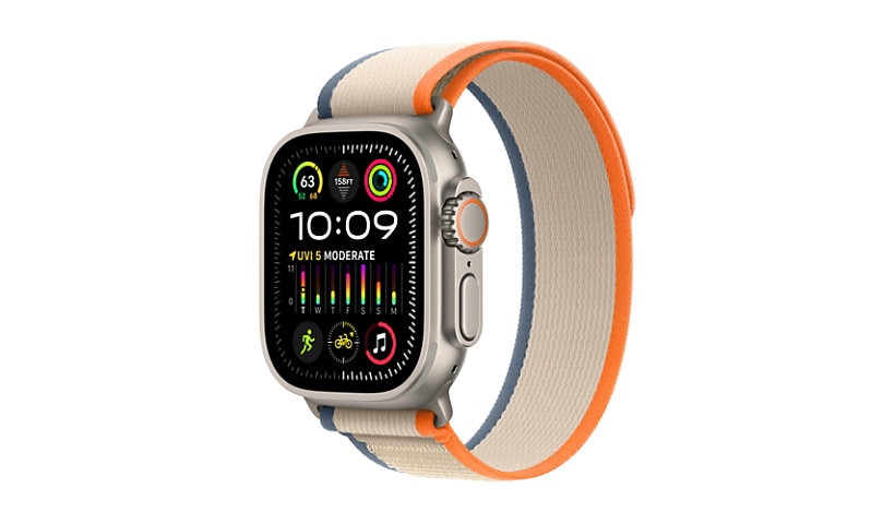 Apple Watch Ultra 2 (GPS + Cellular) - 49mm Titanium Case with S/M Orange/Beige Trail Loop - 64 GB