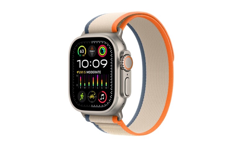 Apple Watch Ultra 2 (GPS + Cellular) - 49mm Titanium Case with S/M  Orange/Beige Trail Loop - 64 GB