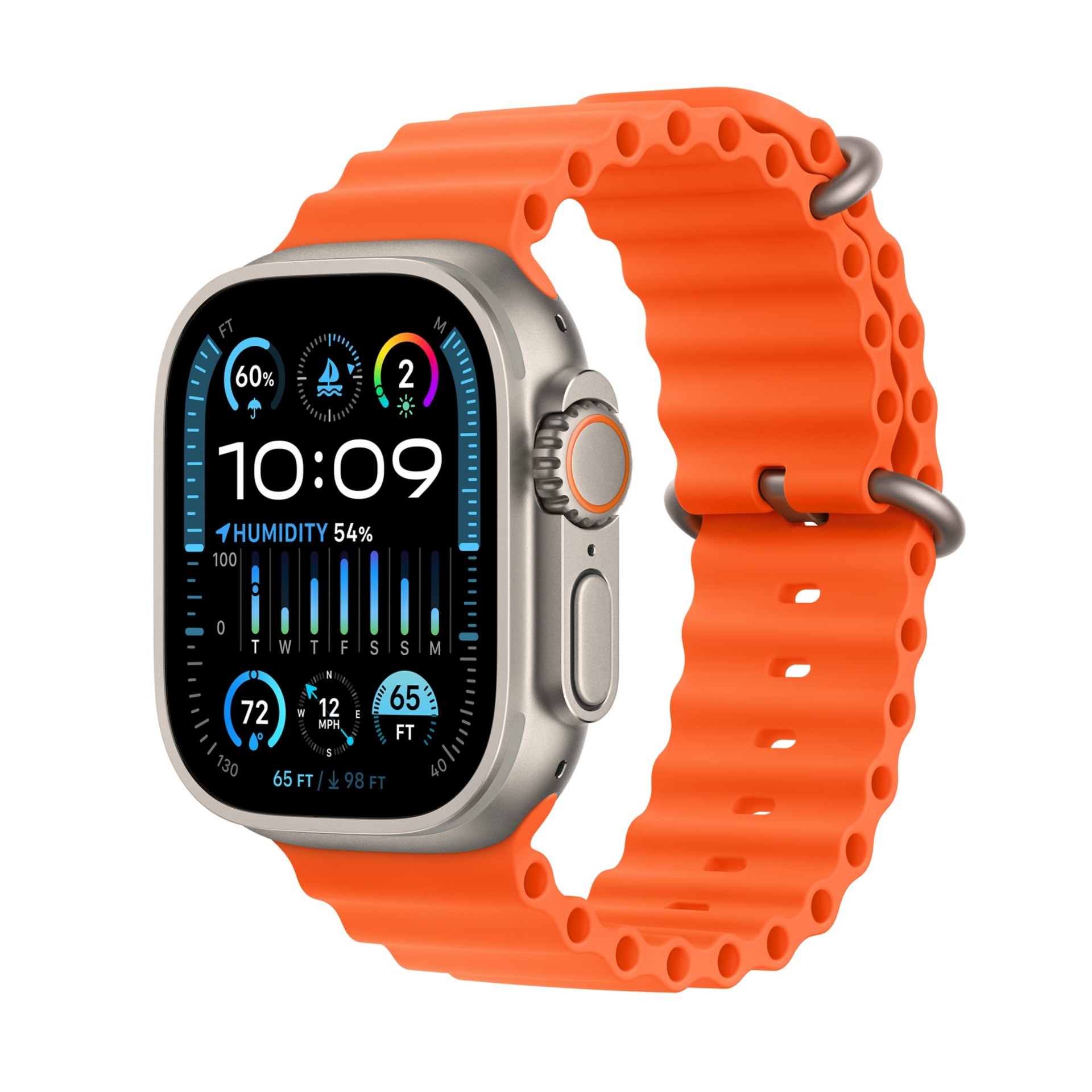 Apple Watch Ultra 2 (GPS + Cellular) - 49mm Titanium Case with Orange Ocean Band - 64 GB