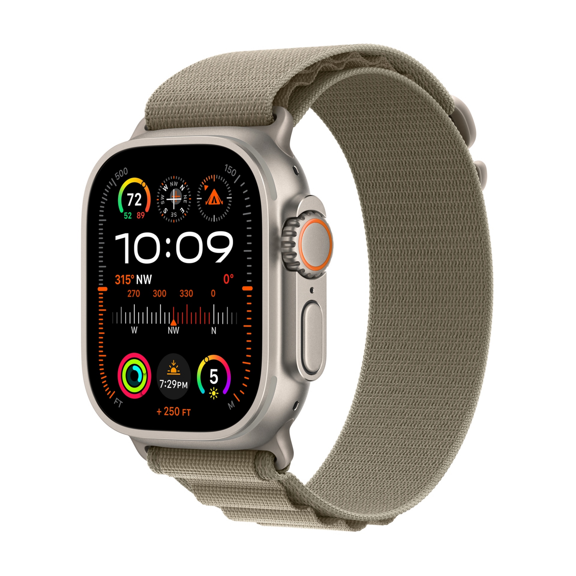 Apple Watch Ultra 2 (GPS + Cellular) - 49mm Titanium Smartwatch with Large Olive Alpine Loop - 64 GB