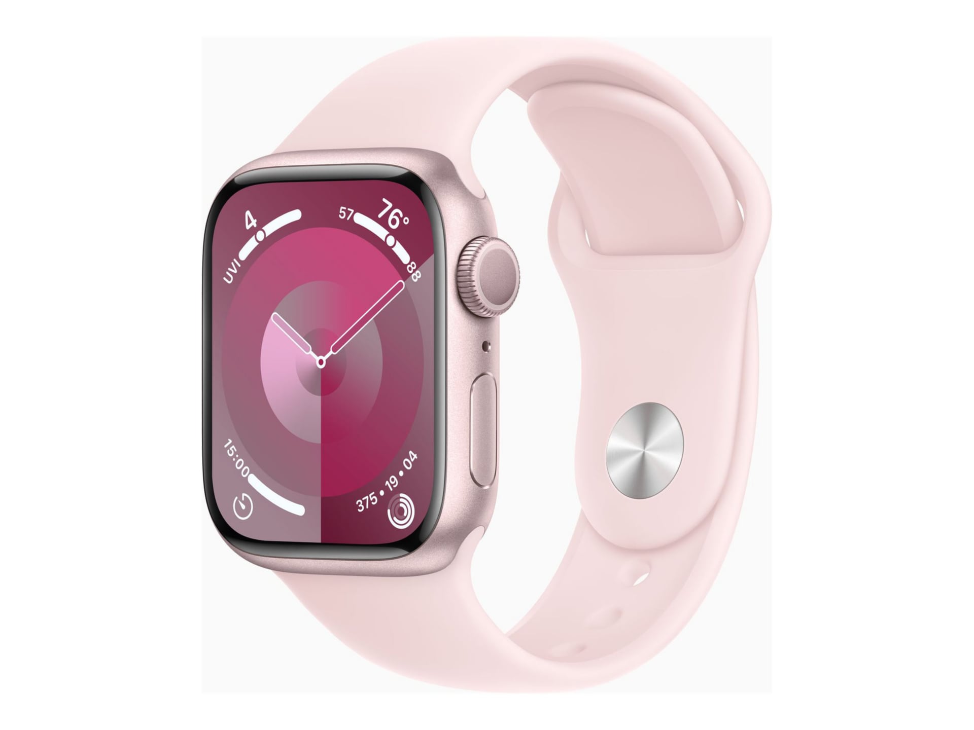 Apple Watch Series 9 (GPS) - 41mm Pink Aluminum Case with S/M Light Pink Sport Band - 64 GB