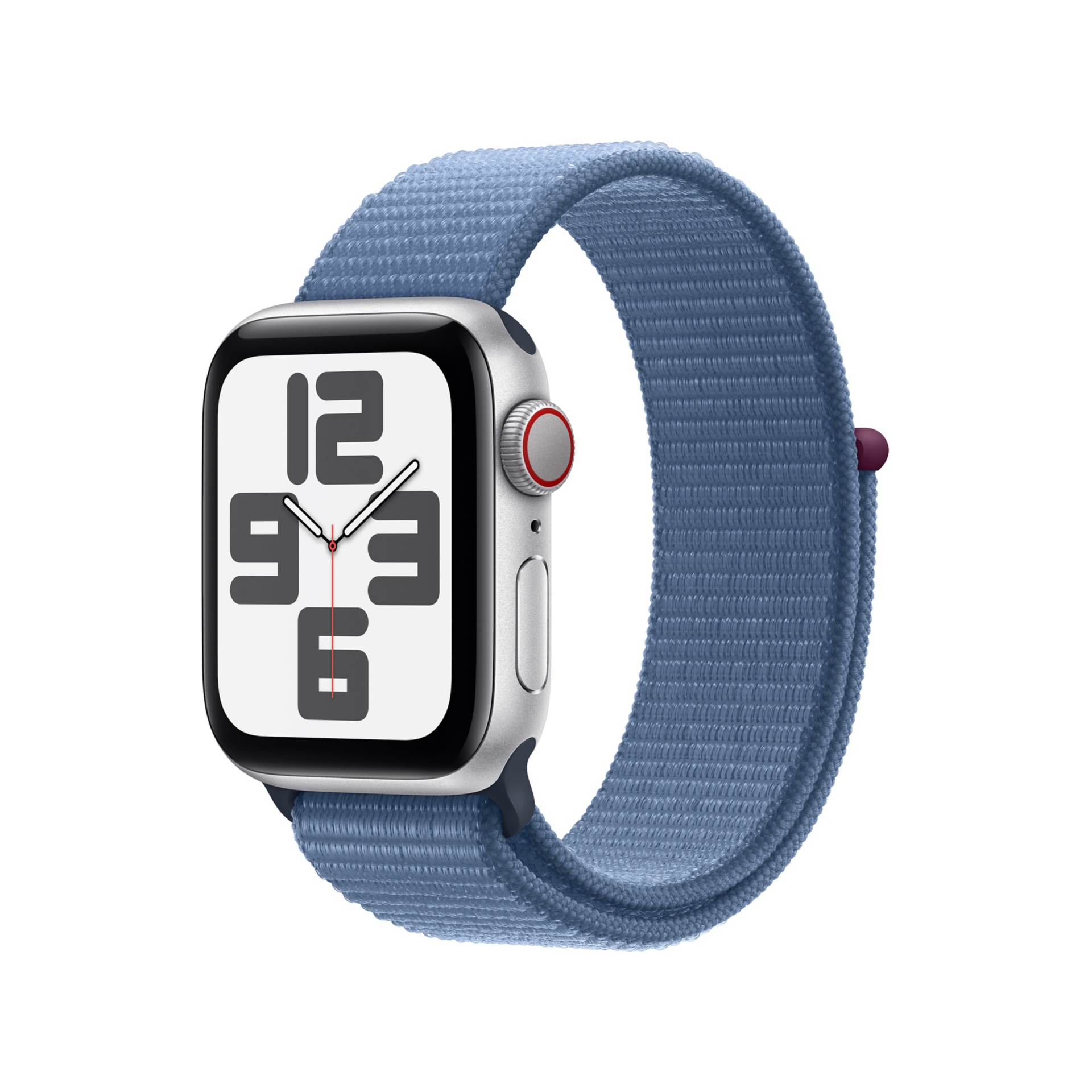 Apple Watch SE 2nd generation (GPS + Cellular) - 40mm Silver Aluminum Case with Winter Blue Sport Loop - 32 GB
