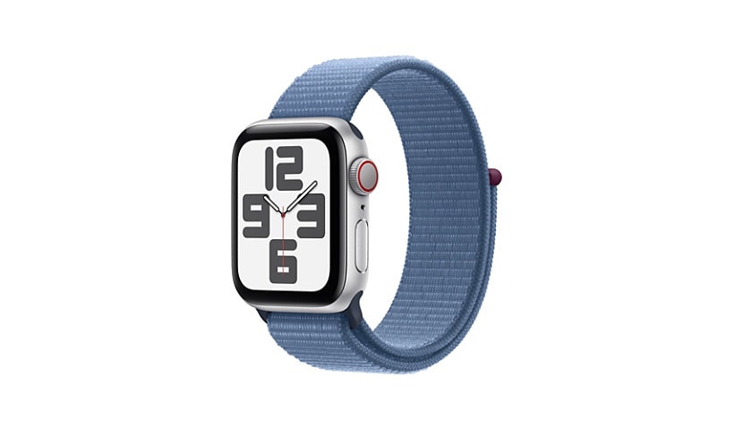 Apple Watch SE 2nd generation (GPS + Cellular) - 40mm Silver Aluminum Case with Winter Blue Sport Loop - 32 GB