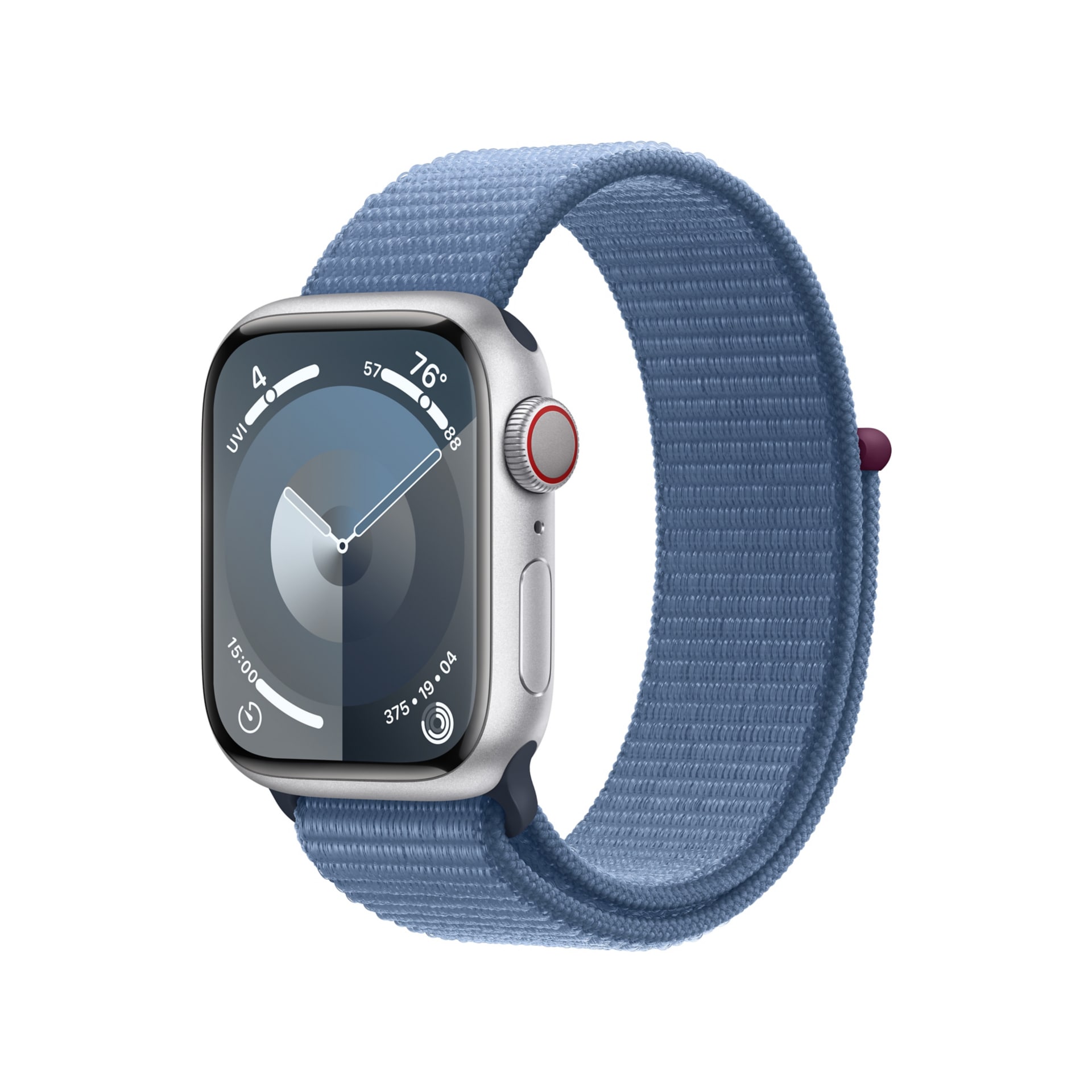 Apple Watch Series 9 (GPS + Cellular) - 41mm Silver Aluminum Case with Winter Blue Sport Loop - 64 GB