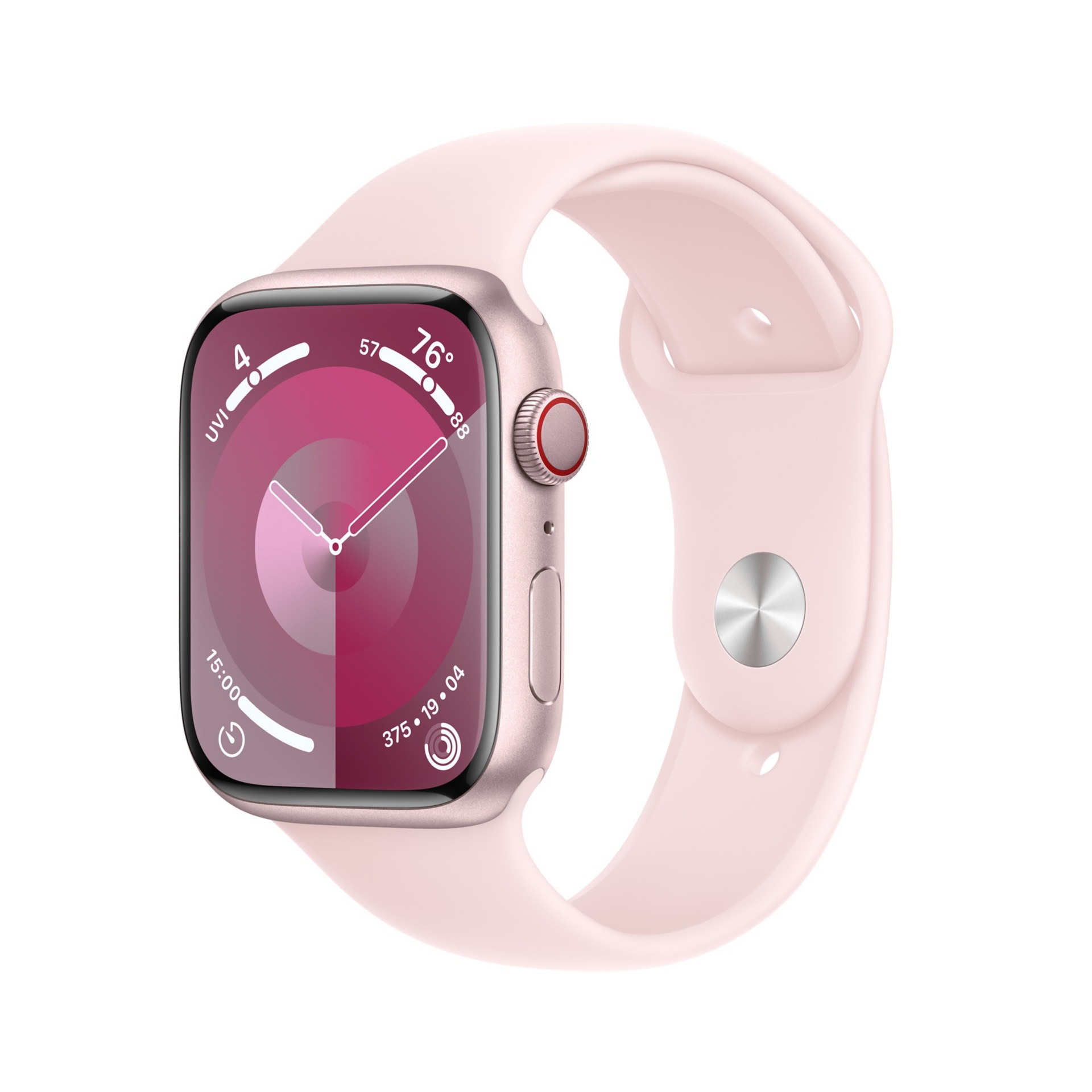 Apple Watch Series 9 (GPS + Cellular) - 45mm Pink Aluminum Case with S/M Light Pink Sport Band - 64 GB