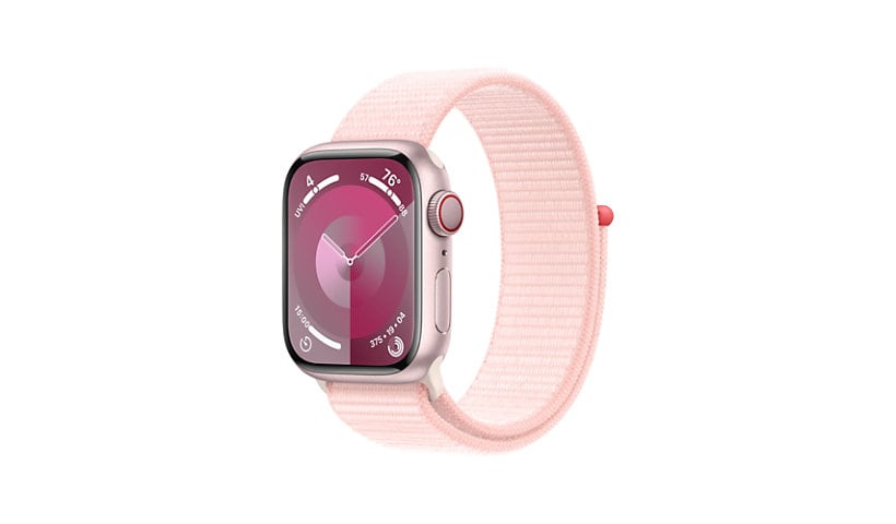 Apple Watch Series 9 (GPS + Cellular) - 41mm Pink Aluminum Case with Light Pink Sport Loop - 64 GB