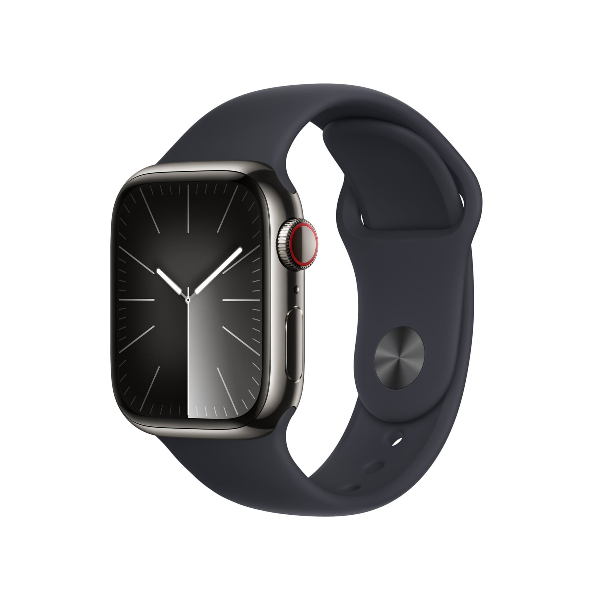 Apple Watch Series 9 (GPS + Cellular) - 41mm Graphite Stainless Steel Case with M/L Midnight Sport Band - 64 GB