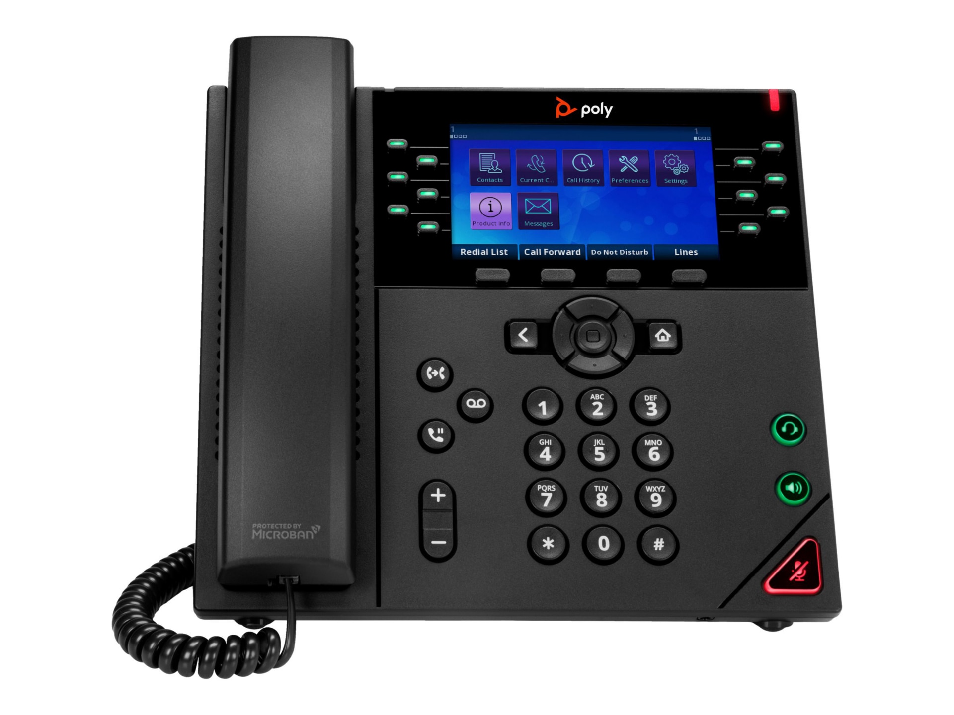 Poly VVX 450 IP Phone - Corded - Corded - Wall Mountable, Desktop - Black