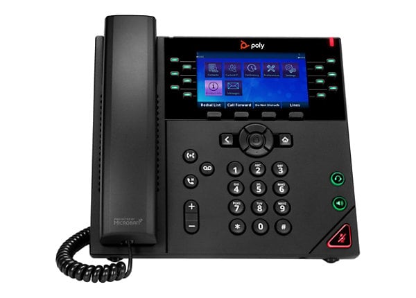 Poly VVX 450 IP Phone - Corded - Corded - Wall Mountable, Desktop - Black
