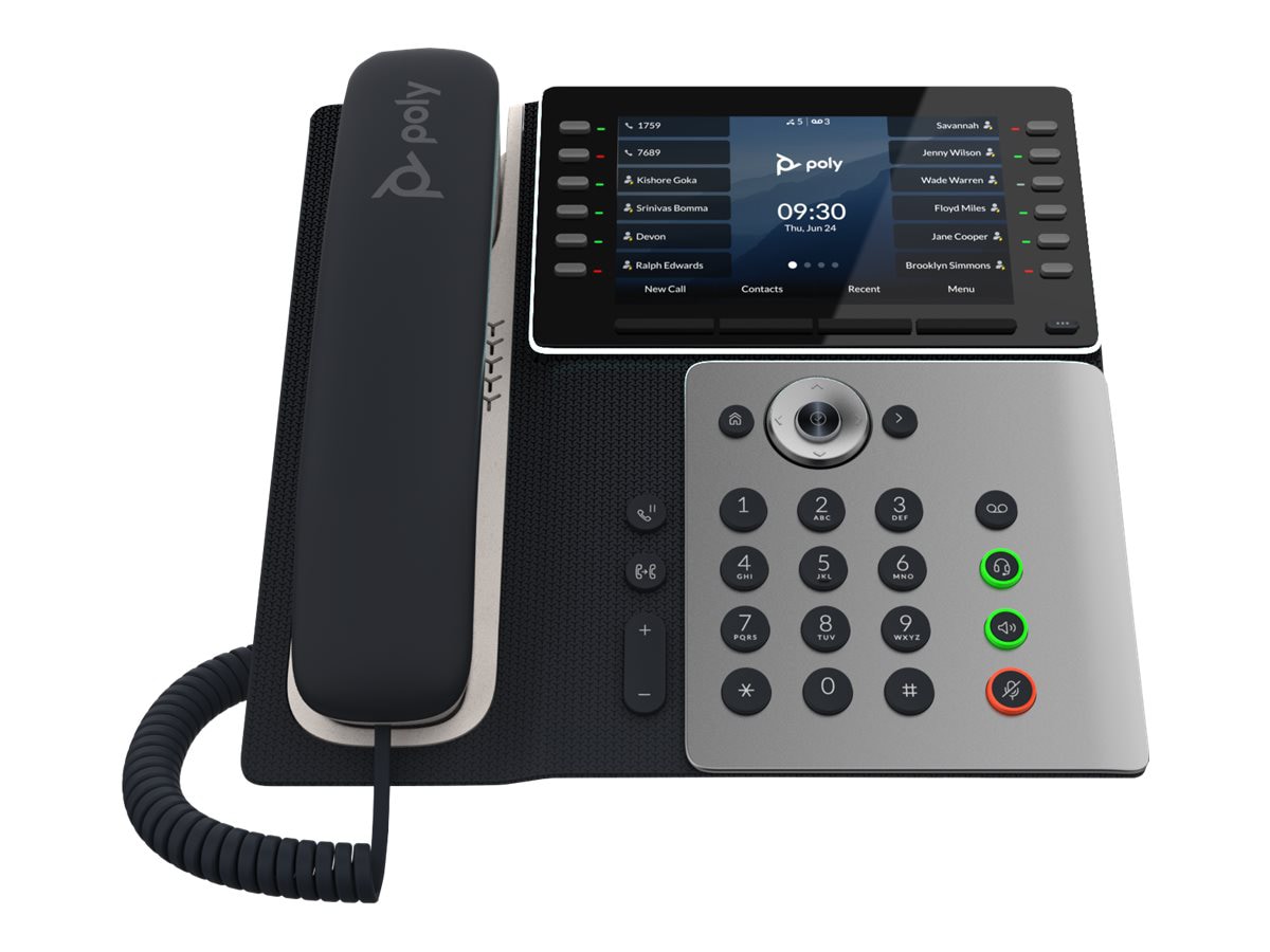 Poly Edge E550 IP Phone - Corded - Corded/Cordless - Bluetooth, Wi-Fi - Desktop, Wall Mountable - Black