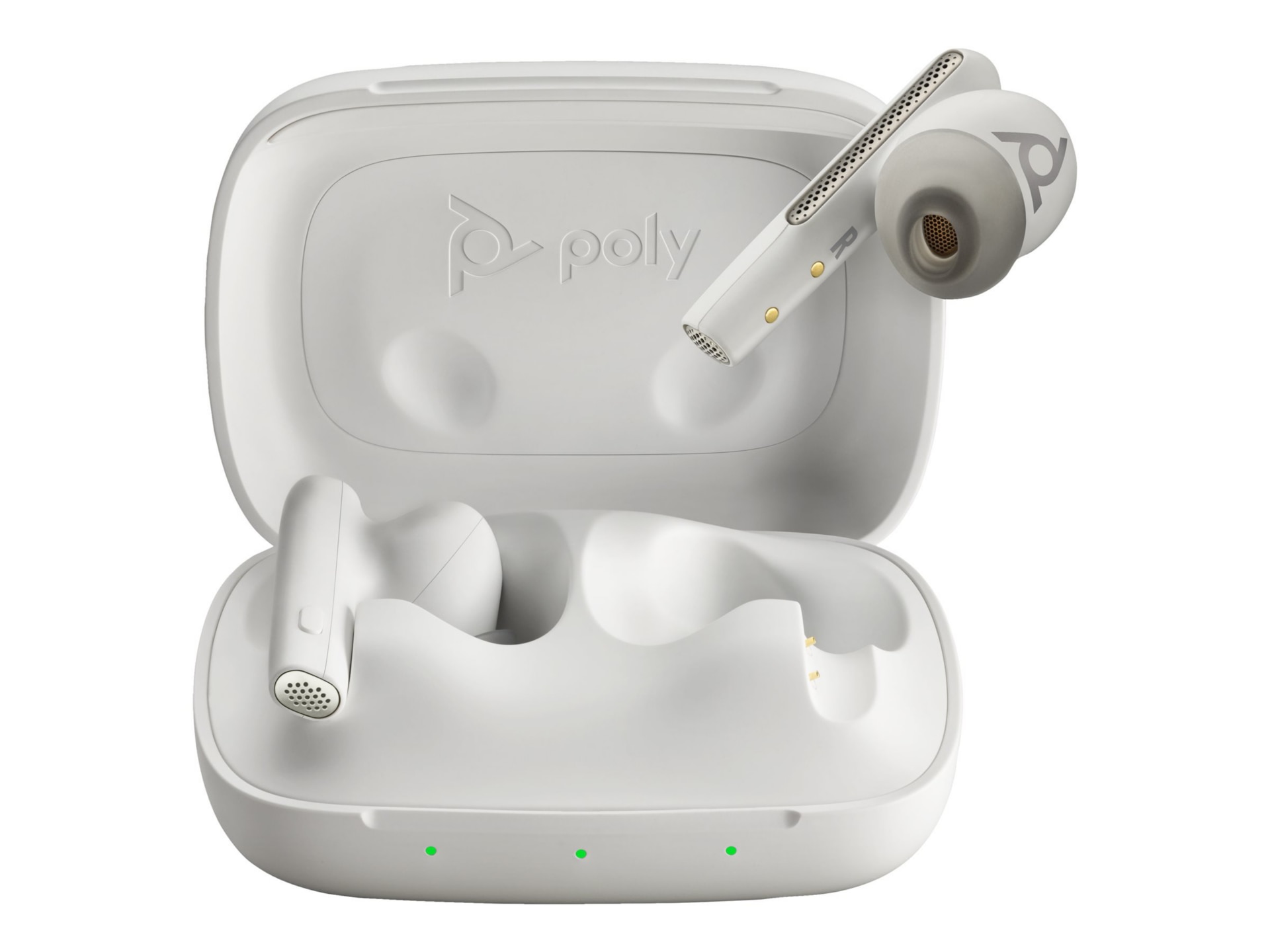 Poly Voyager Free 60 UC Earbuds - BT700 USB-C Adapter - Basic Charge Case - White Sand