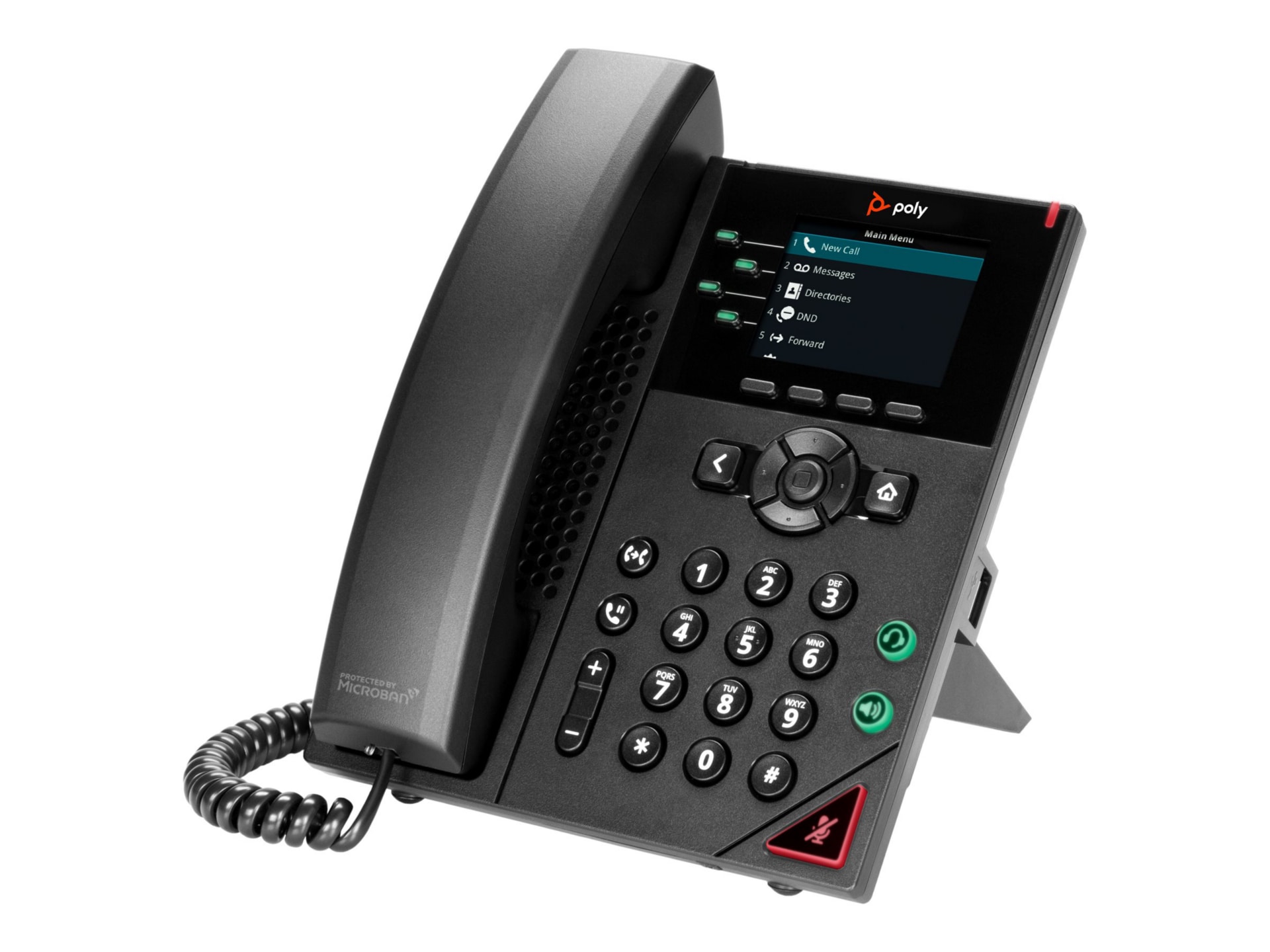 Poly VVX 250 IP Phone - Corded - Corded - Desktop, Wall Mountable - Black