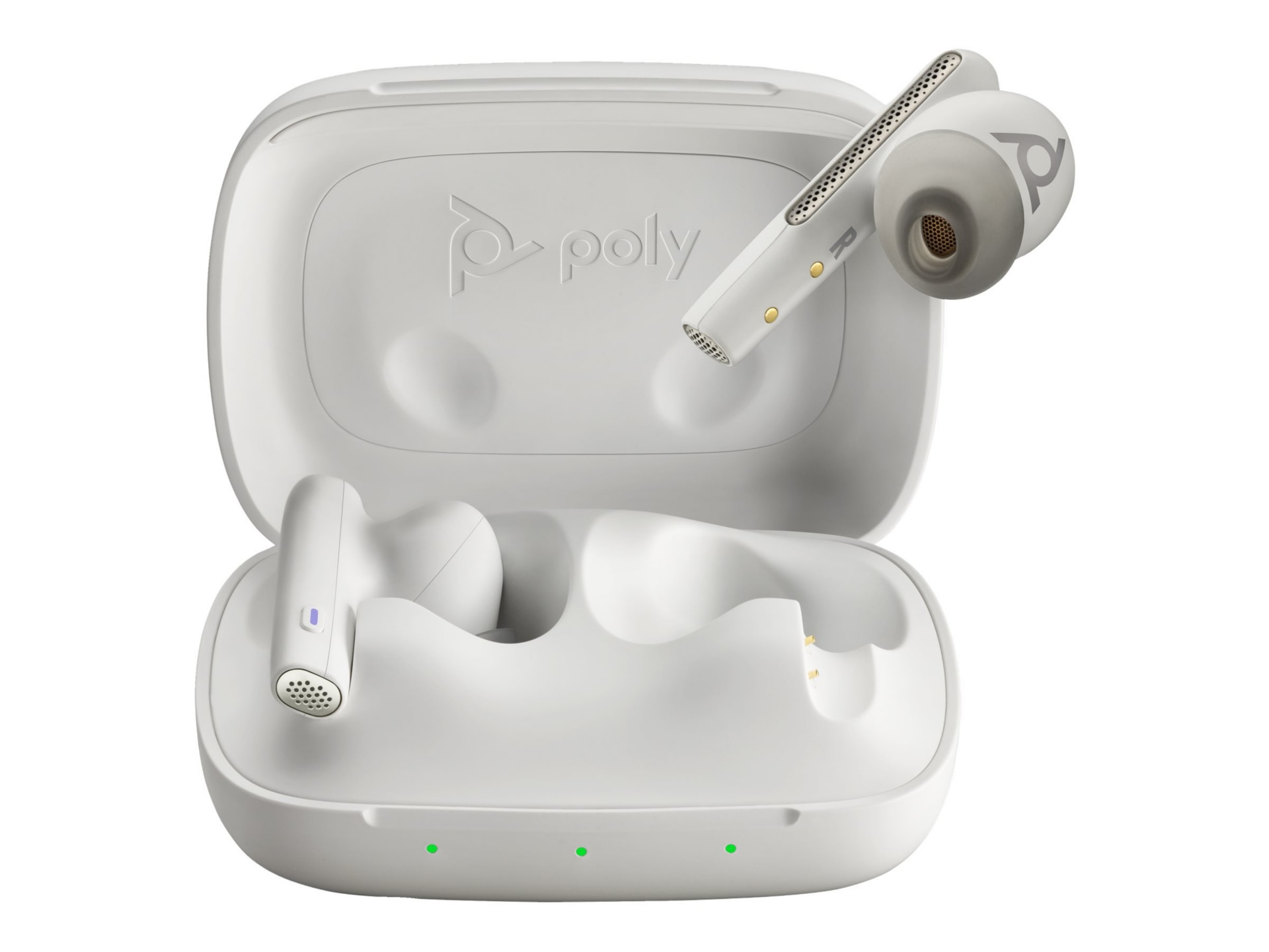 Poly Voyager Free 60 UC M White Sand Earbuds+ BT700 USB-A Adapter + Basic Charge Case