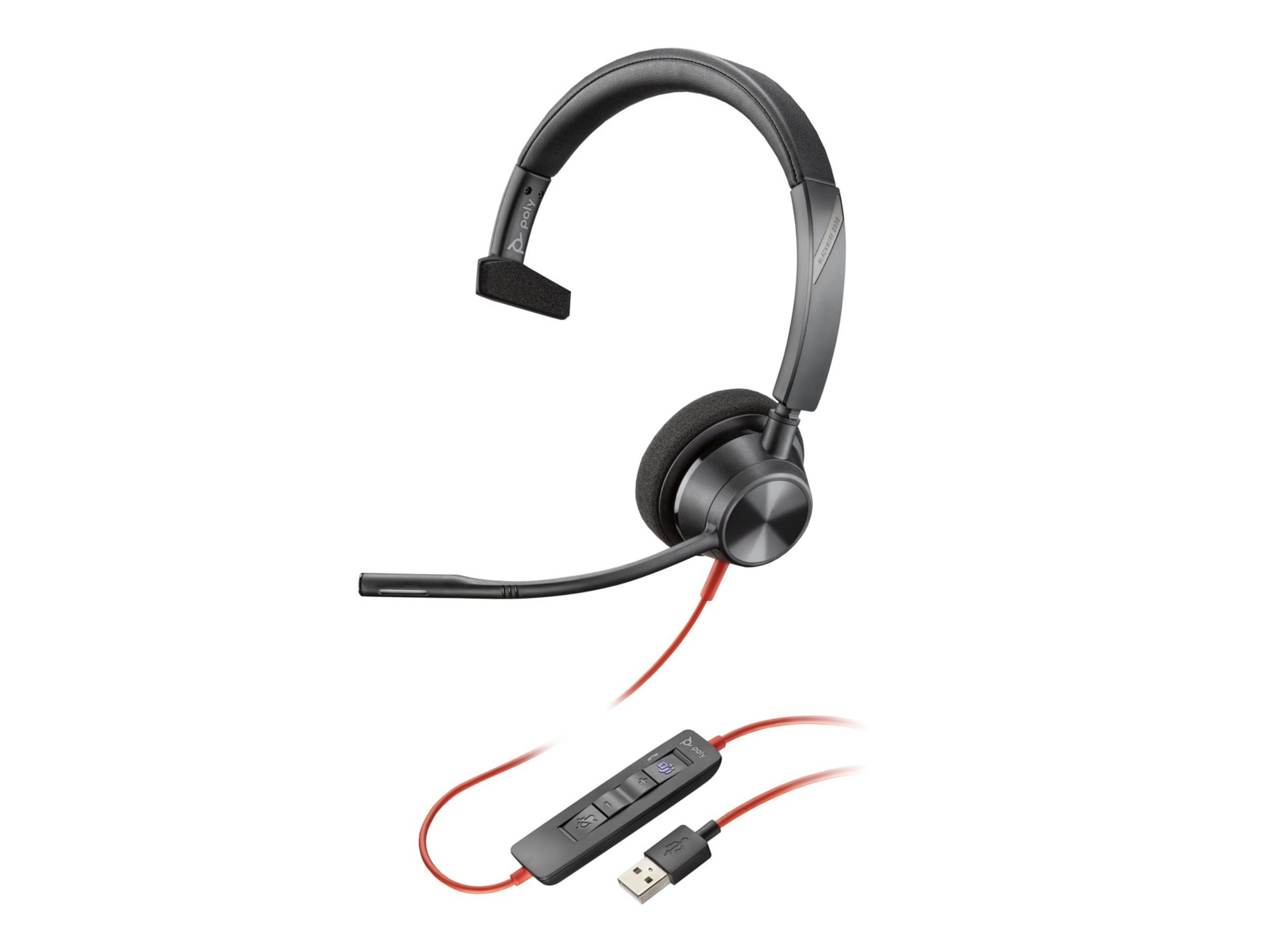 Poly Blackwire 3310 Microsoft Teams Certified USB-A Headset TAA