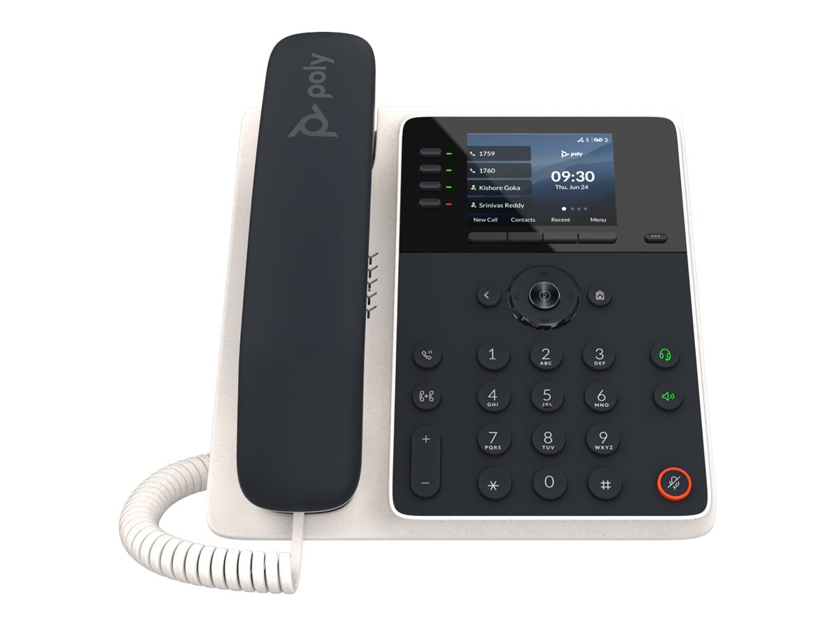 Poly Edge E220 IP Phone - Corded - Corded - Bluetooth - Desktop, Wall Mountable - Black