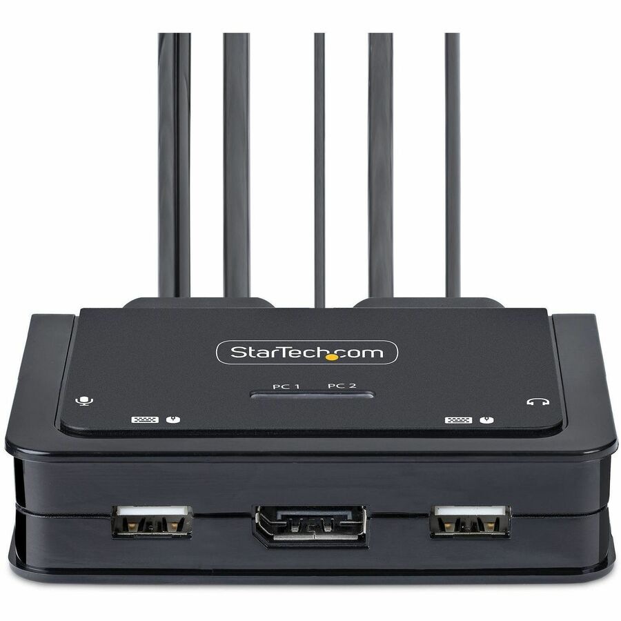 Thumbnail 3 of 8 for StarTech.com 2-Port USB-C Cable KVM Switch, 4K 60Hz DisplayPort Output, Compact KVM with 4ft/1.2m Integrated Host Cables